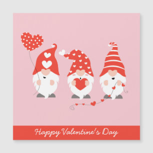 Carte Magnétique Joyeux Valentin Gnomes Rouge Rose