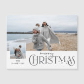 Carte Magnétique Joyeux voeux de Noël avec Insertion photo Argent (Devant)