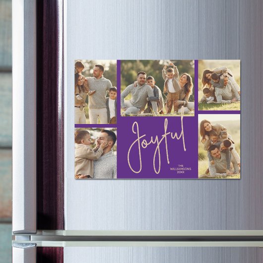 Carte Magnétique JOYFUL Christmas 5 Photo Purple Magnetic Cards