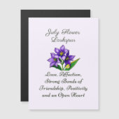 Carte Magnétique Juillet Mois de naissance Fleur Larkspur Floral Ar (Devant / Derrière)