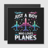 Carte Magnétique Juste Un Garçon Qui Aime Les Avions (Devant / Derrière)
