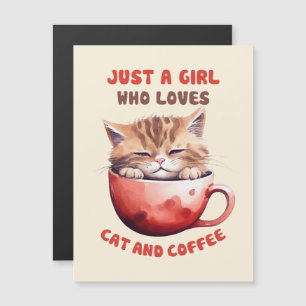 Carte Magnétique Juste une fille qui aime les chats et le café (2)