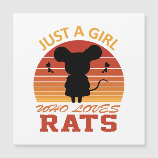 Carte Magnétique Juste une fille qui aime les rats (Devant)