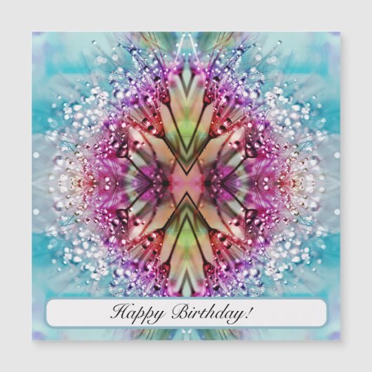 Carte Magnétique Kaléidoscope Dewdrops : Art Floral Abstrait (Devant)