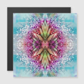Carte Magnétique Kaléidoscope Dewdrops : Art Floral Abstrait (Devant / Derrière)