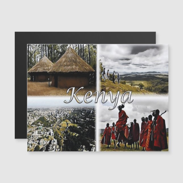 Carte Magnétique Kenya - Mosaic - (Devant / Derrière)