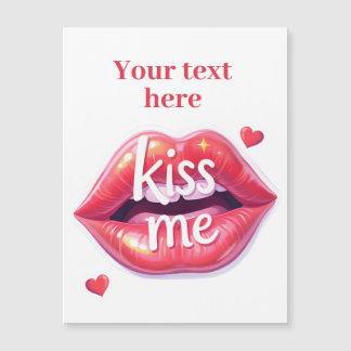 Carte Magnétique Kiss Me Glossy Red Lips Art Illustration