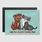 Carte Magnétique Kitty and Puppy, Joyeuse Saint Valentin ! (Devant / Derrière)