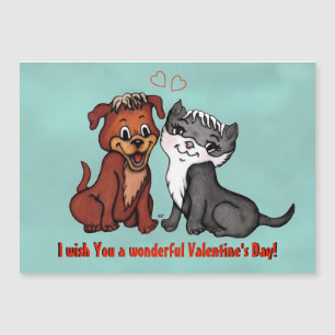 Carte Magnétique Kitty and Puppy, Joyeuse Saint Valentin !