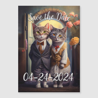 Carte Magnétique Kitty Couple - Enregistrer La Date, Personnalisabl