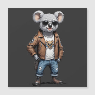 Carte Magnétique Koala Biker Rebel en cuir Jacket Cool Style Art