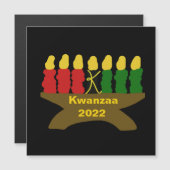 Carte Magnétique Kwanzaa Kinara Bougies magnétiques (Devant / Derrière)