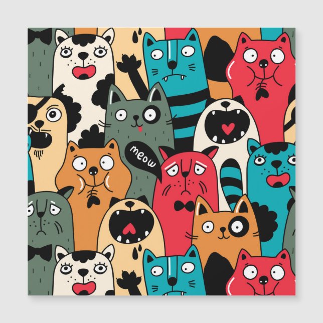Carte Magnétique La foule des chats (Devant)