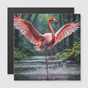 Carte Magnétique La grâce en vol : Le Flamant rose rose