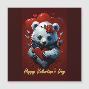 Carte Magnétique la Saint-Valentin avec un ours en peluche riche