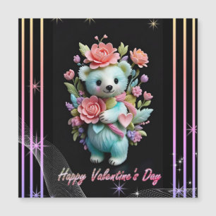 Carte Magnétique La Saint-Valentin avec un ours en peluche riche