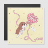 Carte Magnétique La Saint-Valentin : Beagle et sucette (Devant / Derrière)