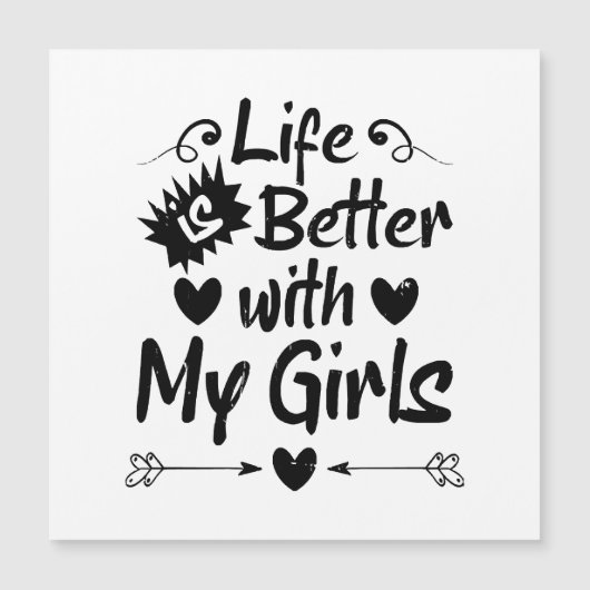Carte Magnétique La vie est meilleure avec mes filles (Devant)