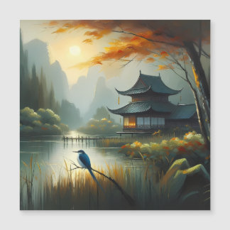 Carte Magnétique Lac Japon Oiseau 1 - Toile