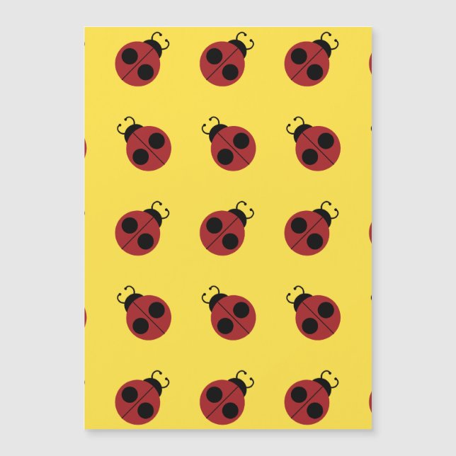 Carte Magnétique Ladybug 60s rétro cool rouge jaune (Devant)
