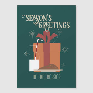 Carte Magnétique Lait et biscuits Idées cadeaux de Noël Vert Vintag