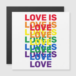 Carte Magnétique L'amour est amour arc-en-ciel la typographie moder
