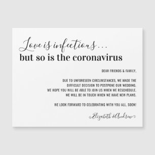 Carte Magnétique L'amour est Infectieux Covid19 Mariage Postponemen