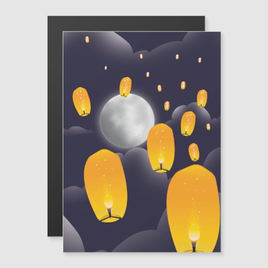 Carte Magnétique Lanternes Sky chinoises (Devant / Derrière)