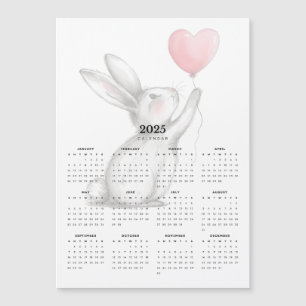 Carte Magnétique Lapin avec ballon en forme de coeur Calendrier mag