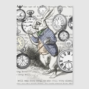 Carte Magnétique Lapin Blanc Alice au Pays des Merveilles Horloges