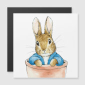 Carte Magnétique Lapin Classique dans un Pot de Fleurs (Devant / Derrière)