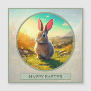 Carte Magnétique Lapin de Pâques dans la Magie du Printemps