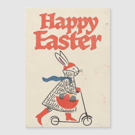 Carte Magnétique Lapin de Pâques heureux (Devant)