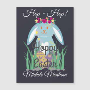 Carte Magnétique lapin de Pâques simple Joyeux Famille de Pâques