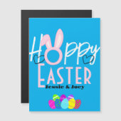 Carte Magnétique lapin de pâques simple pour les enfants mignons pe (Devant / Derrière)