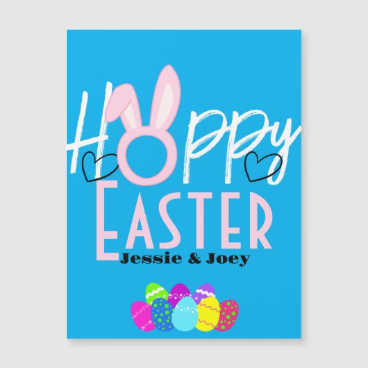 Carte Magnétique lapin de pâques simple pour les enfants mignons pe (Devant)