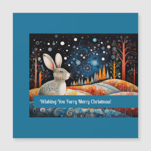 Carte Magnétique Lapin vous souhaite un joyeux Noël tout poilu !