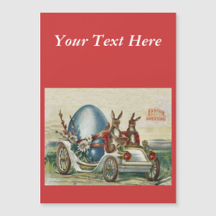 Carte Magnétique Lapins de Pâques vintages Fleurs OEuf de voiture