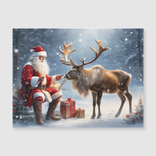 Carte Magnétique l'art du Père Noël et d'un renne