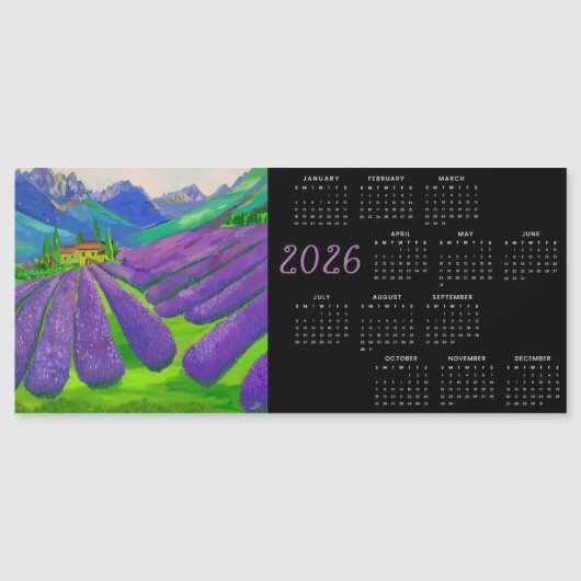 Carte Magnétique Lavender fields in the mountains 2026 Calendar (Devant)