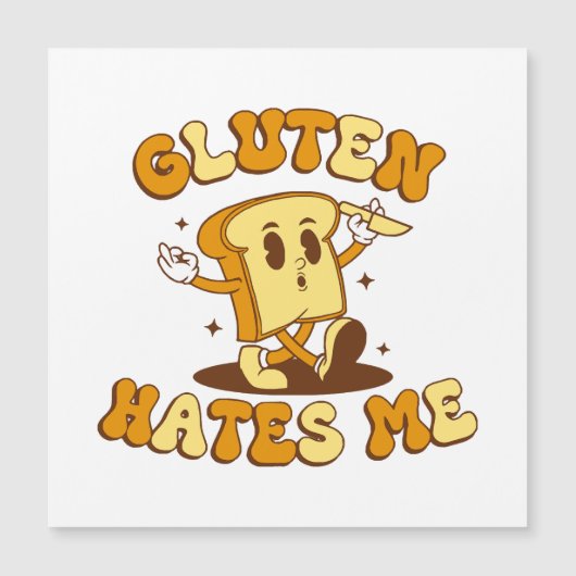 Carte Magnétique Le gluten me déteste (Devant)