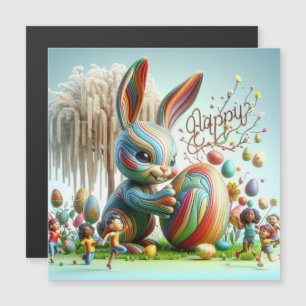 Carte Magnétique Le lapin de Pâques Abstrait sourit