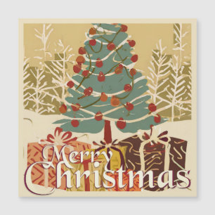 Carte Magnétique Le Motif de Noël, avec des présents sous l'arbre d