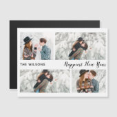 Carte Magnétique le plus heureux nouvel an chic moderne multi photo (Devant / Derrière)