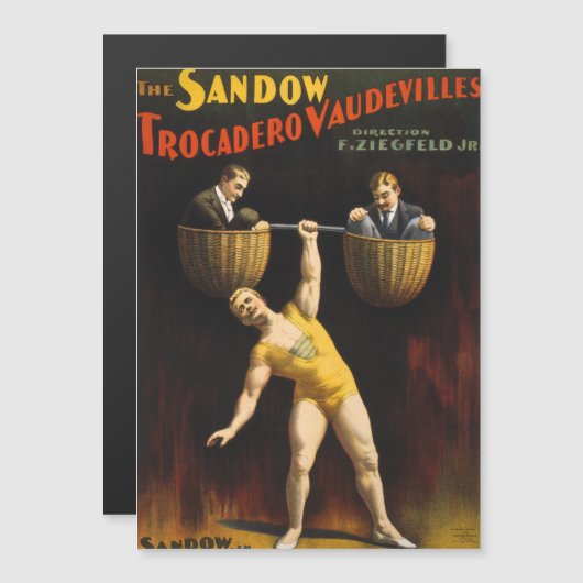 Carte Magnétique Le Sandow Eugen Sandow Vaudeville Weightlifter (Devant / Derrière)