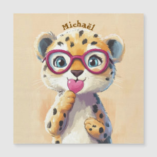 Carte Magnétique Leopard Valentine's Day Heart Badge - Kids School
