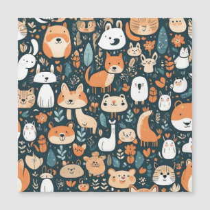 Carte Magnétique Les animaux adorables design vert décor