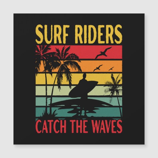 Carte Magnétique Les cavaliers des vagues attrapent les vagues (Devant)