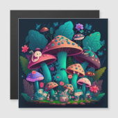 Carte Magnétique Les elfes de champignons dans le champ (Devant / Derrière)