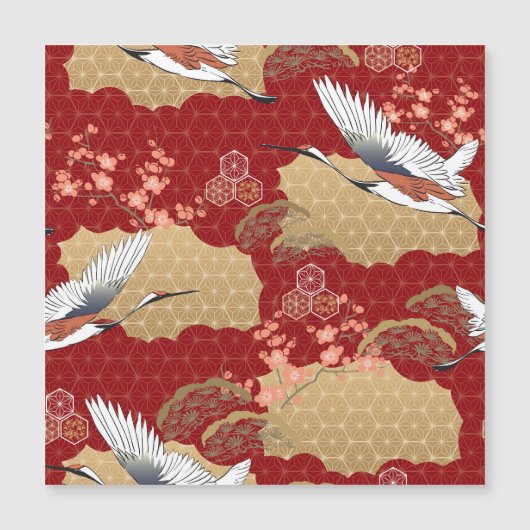 Carte Magnétique Les fleurs japonaises de kimono (Devant)